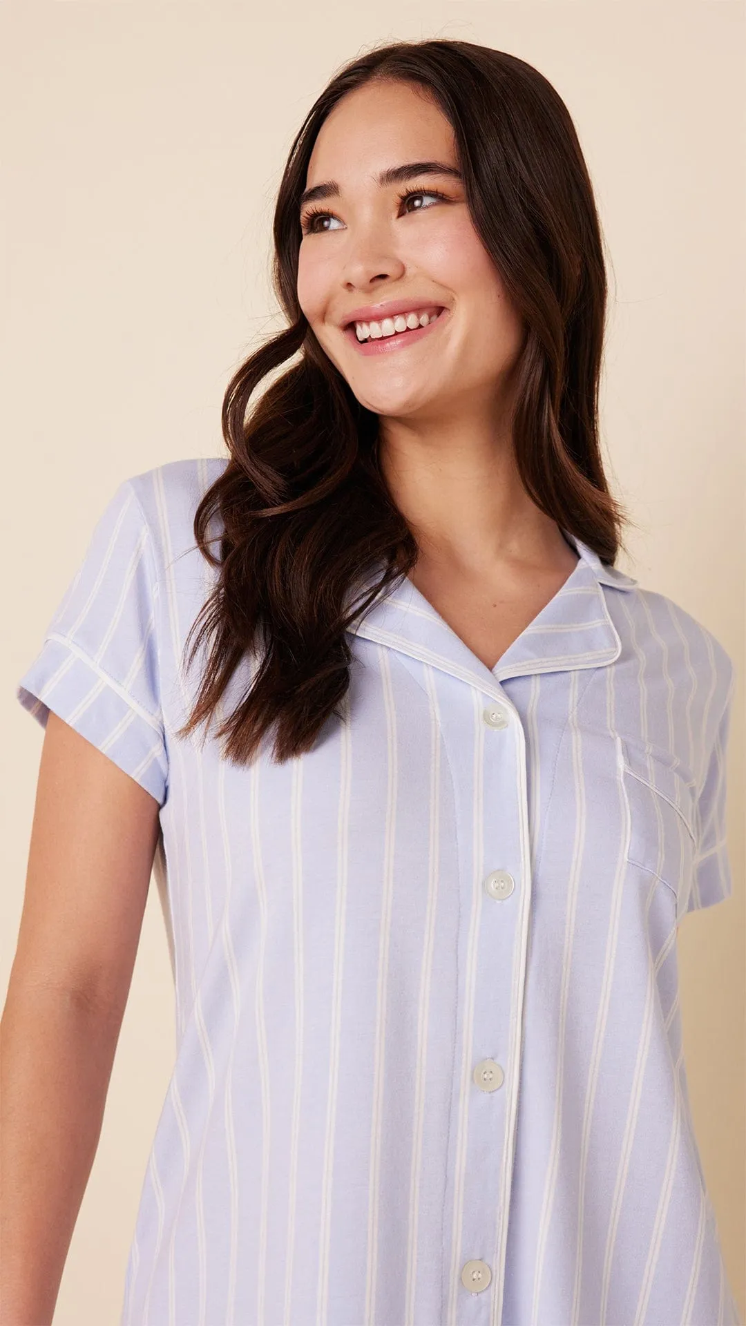 Heritage Stripe Pima Knit Capri Set - Blue sold by the cat's pajamas product image thumbnail 3