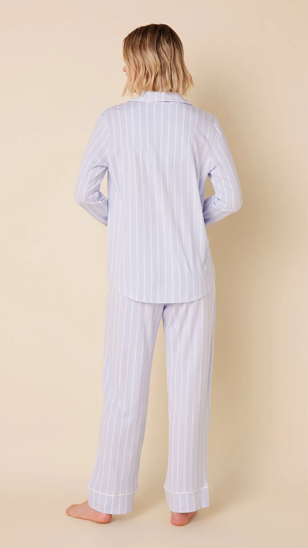 Heritage Stripe Pima Knit Long-Sleeved Pajama - Blue sold by the cat's pajamas product image thumbnail 2