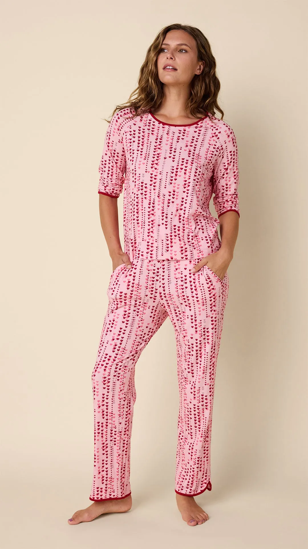 Dreamy Hearts Pima Knit Simple Set sold by the cat's pajamas