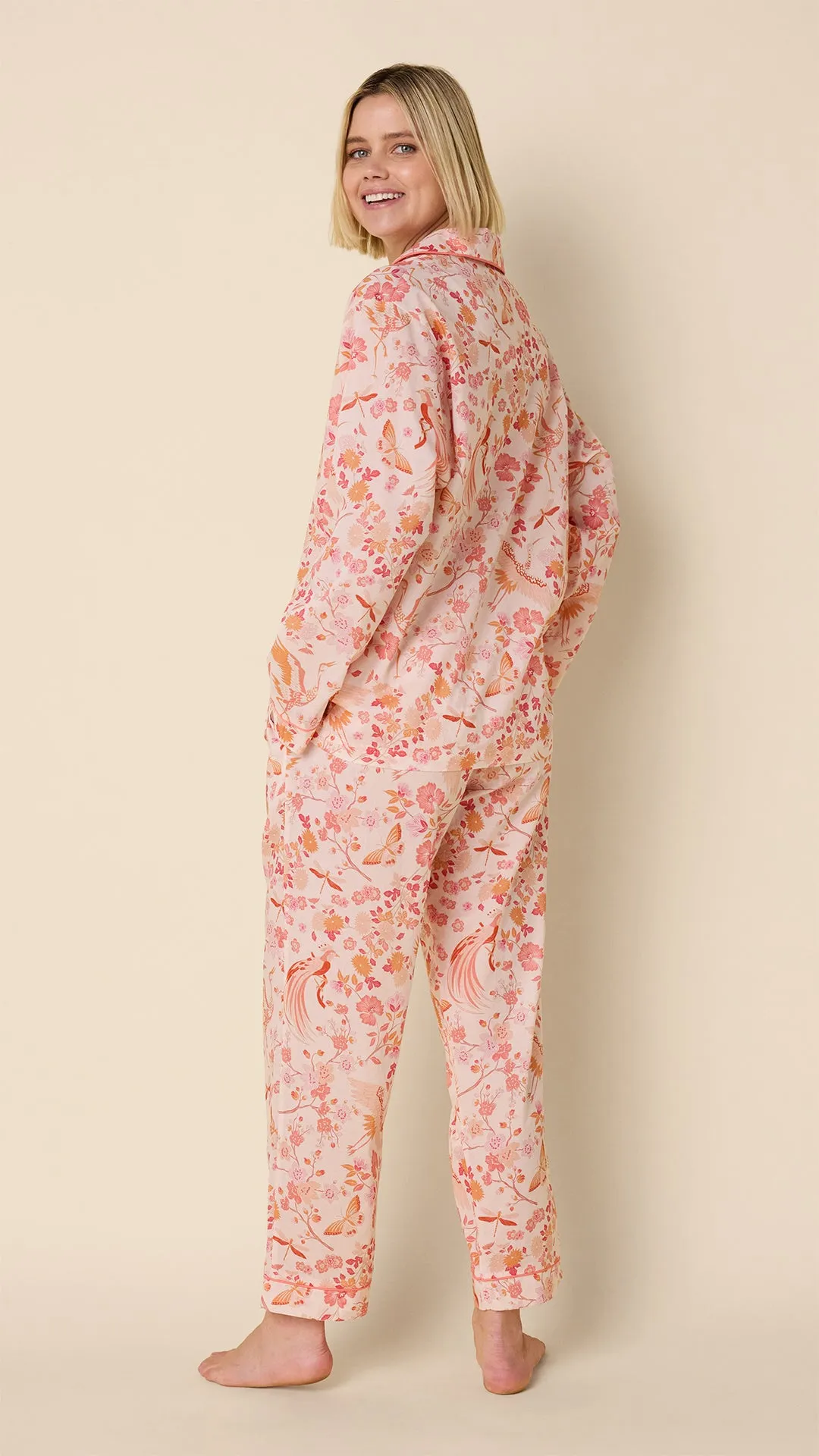 Coral Bird Voile Pajama sold by the cat's pajamas product image thumbnail 3