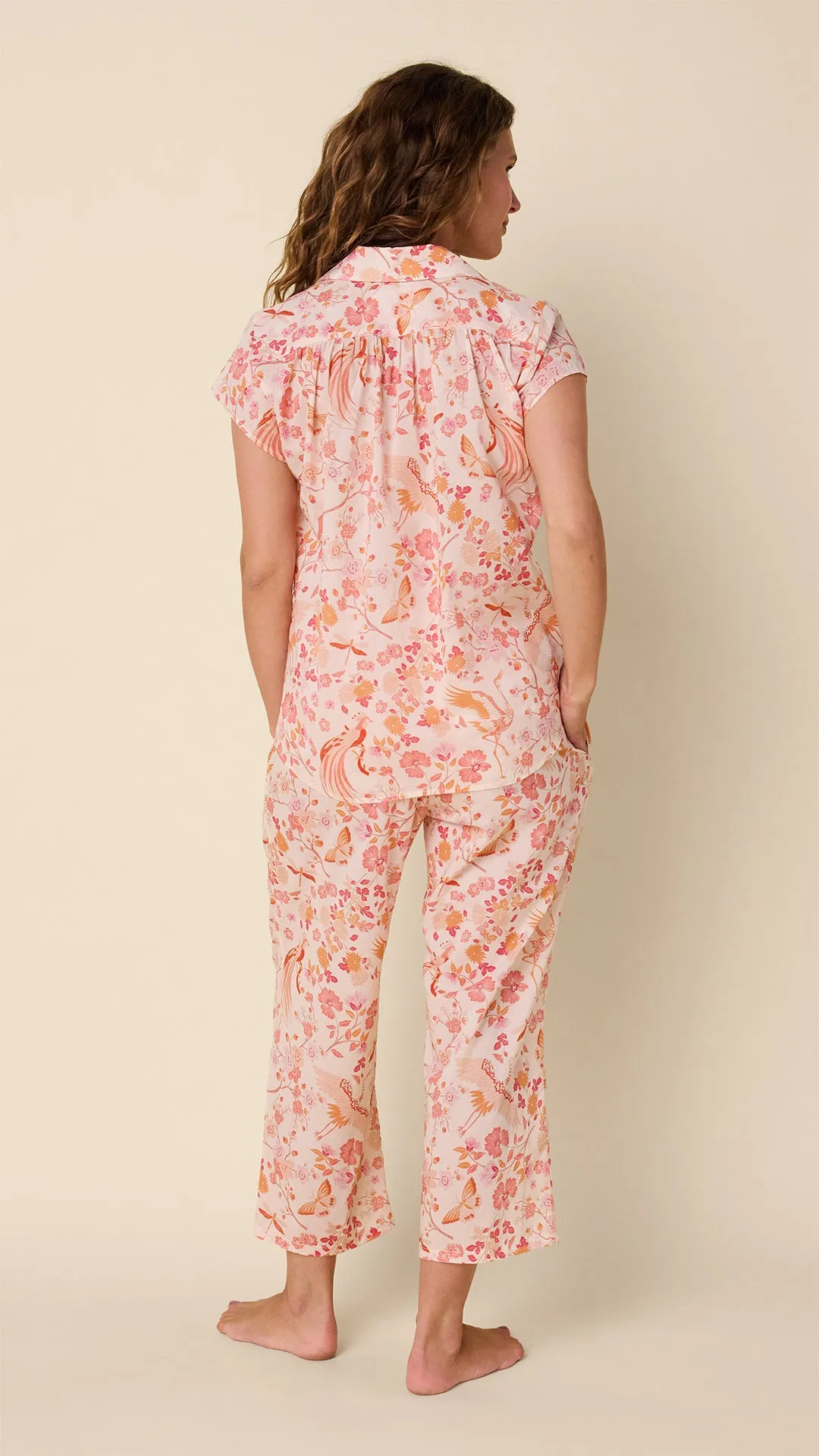 Coral Bird Voile Capri sold by the cat's pajamas product image thumbnail 3