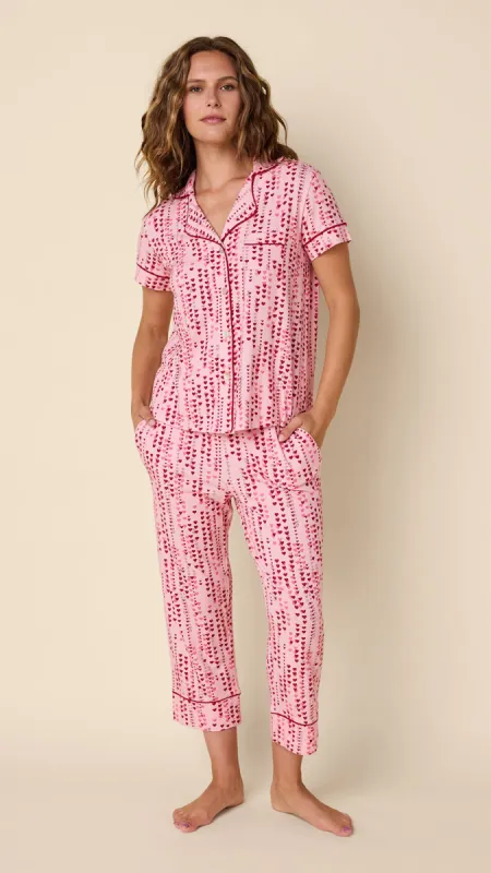 Dreamy Hearts Pima Knit Capri Set sold by the cat's pajamas