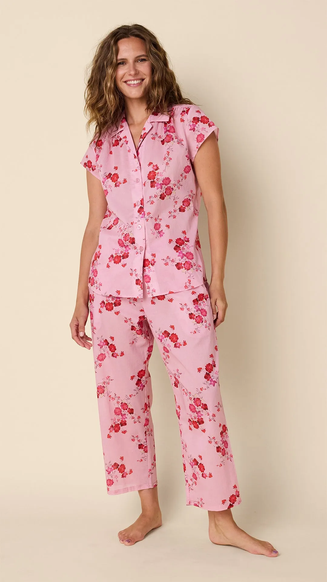 Sorbet Roses Voile Capri sold by the cat's pajamas