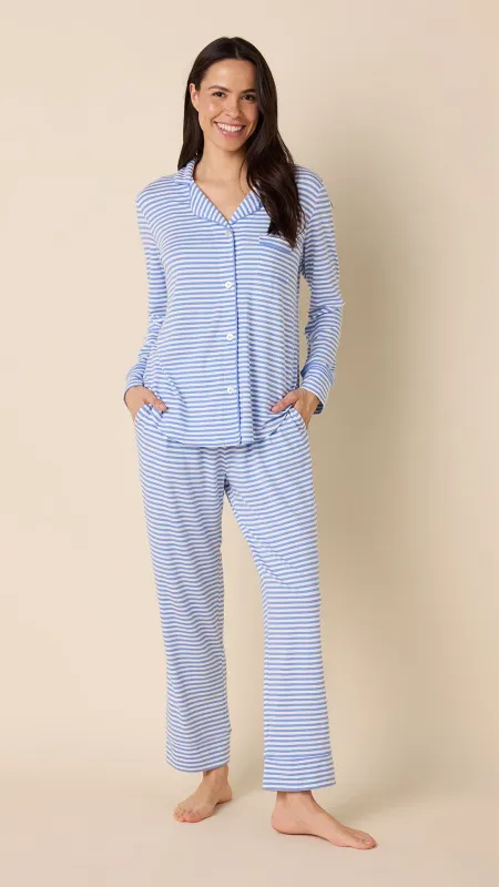 Essential Stripe Pima Knit Pajama - Provence sold by the cat's pajamas