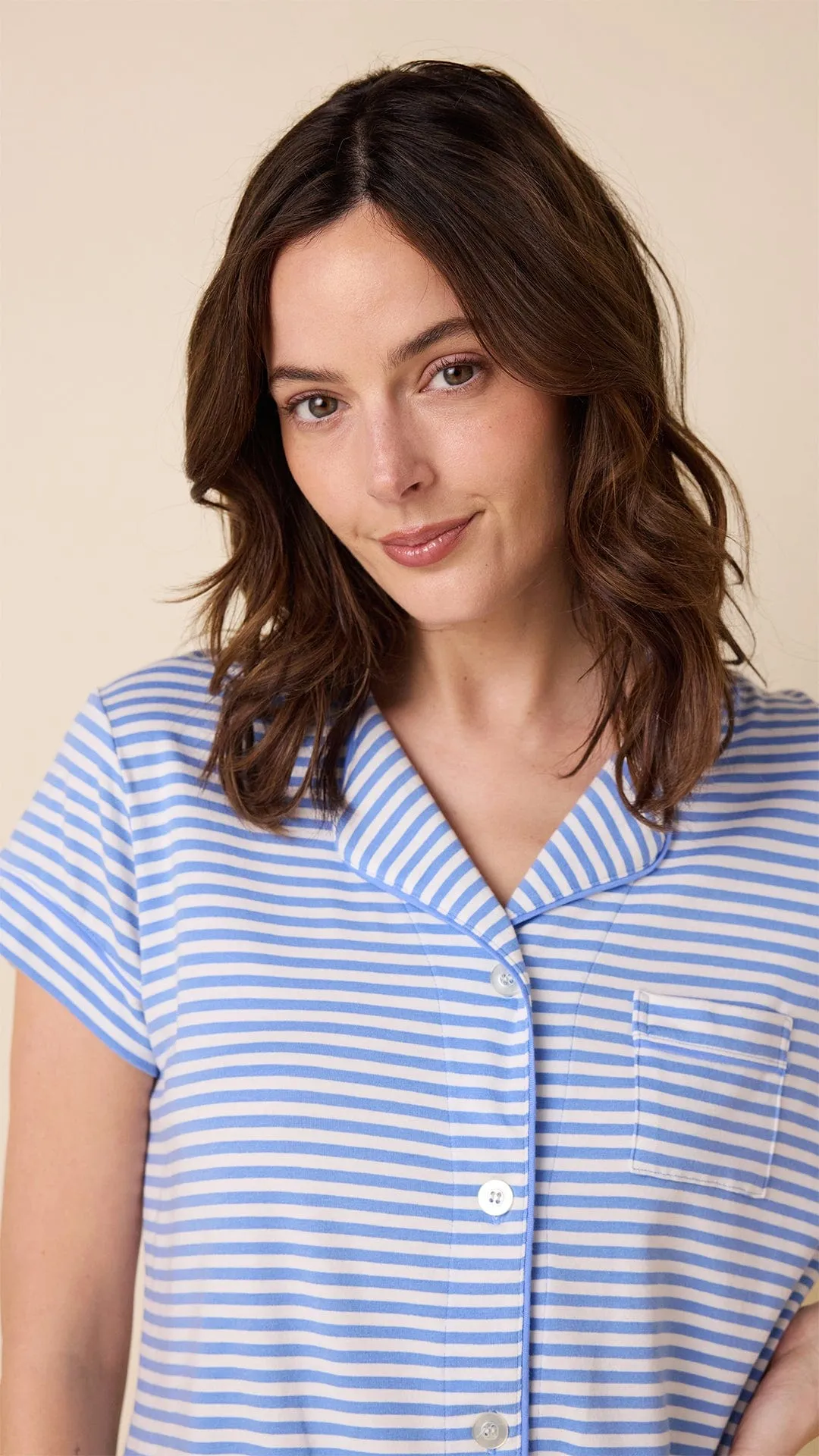 Essential Stripe Pima Knit Capri Set - Provence sold by the cat's pajamas product image thumbnail 2