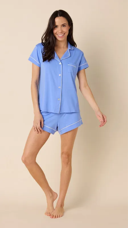 Classic Pima Knit Short Set - Provence sold by the cat's pajamas