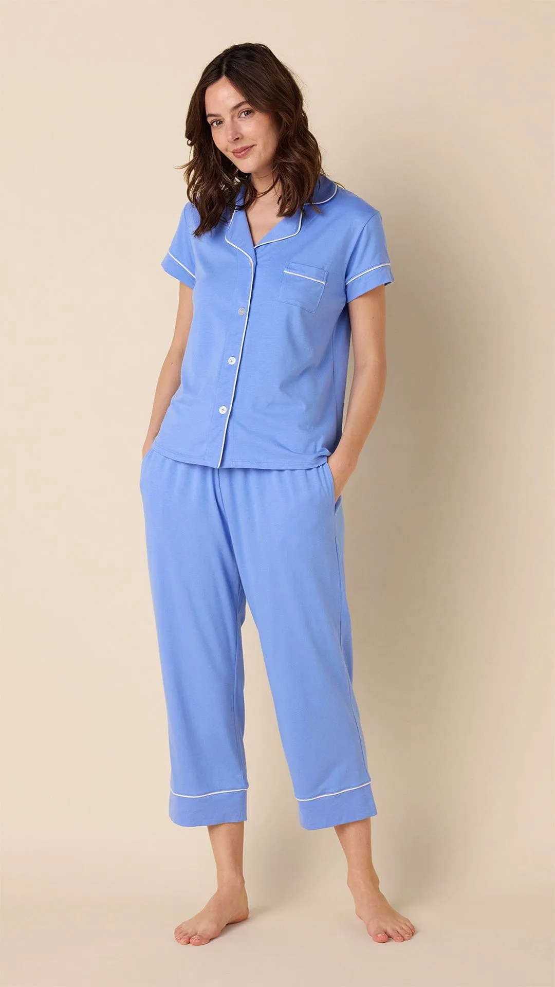 Classic Pima Knit Capri Set - Provence sold by the cat's pajamas