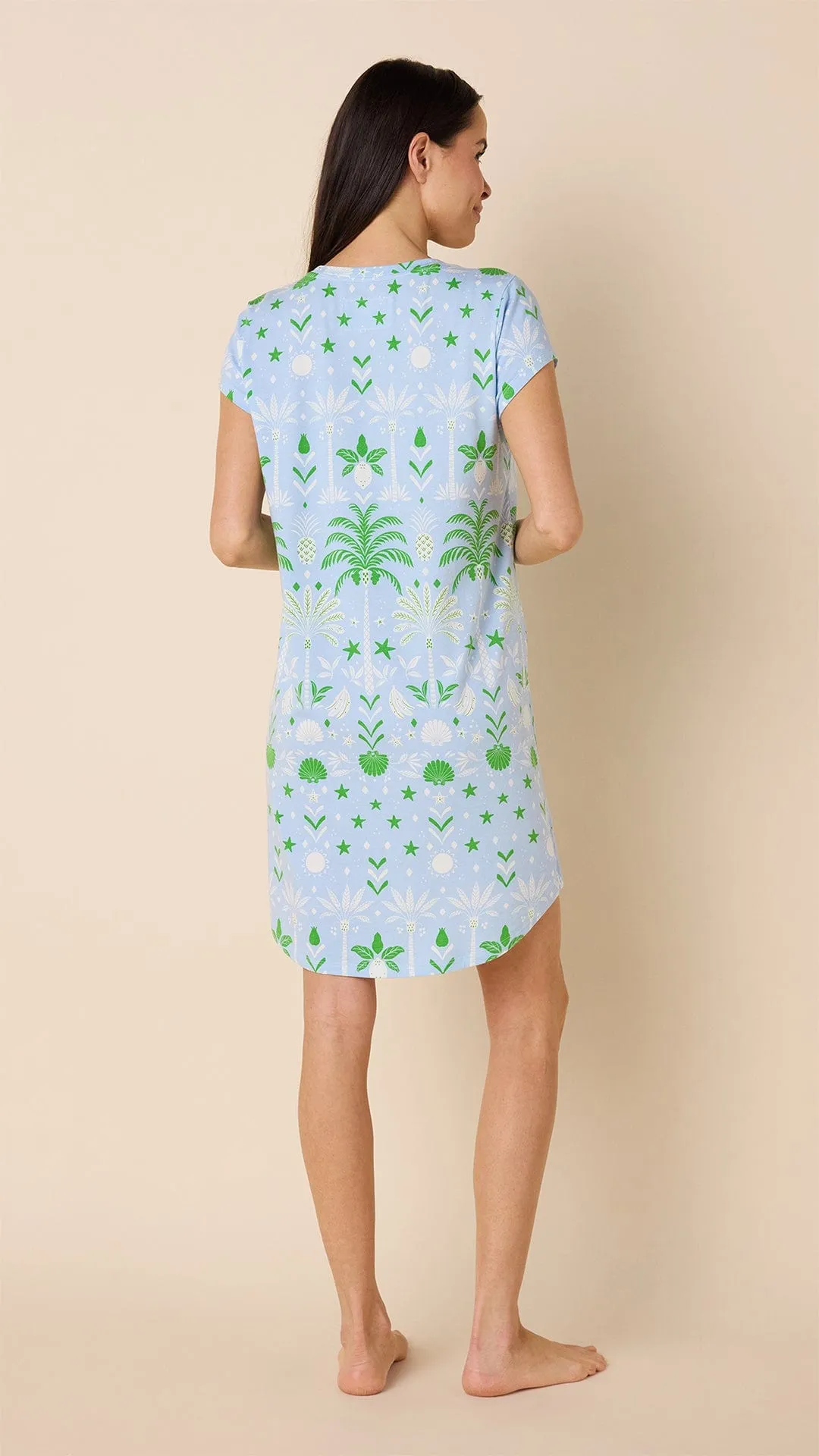 Tropicana Palm Knit Short-Sleeved Sleep Shirt sold by the cat's pajamas product image thumbnail 3