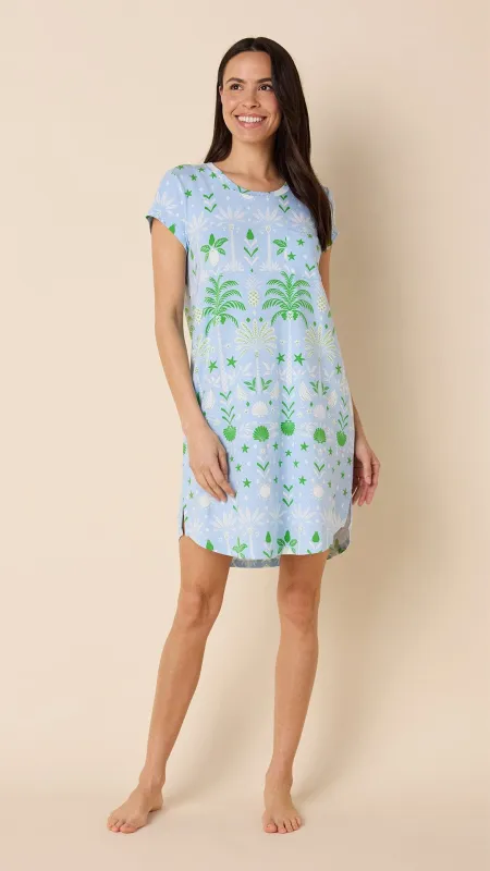 Tropicana Palm Knit Short-Sleeved Sleep Shirt sold by the cat's pajamas