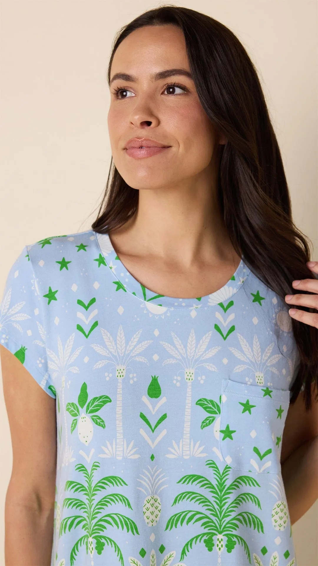 Tropicana Palm Knit Short-Sleeved Sleep Shirt sold by the cat's pajamas product image thumbnail 2