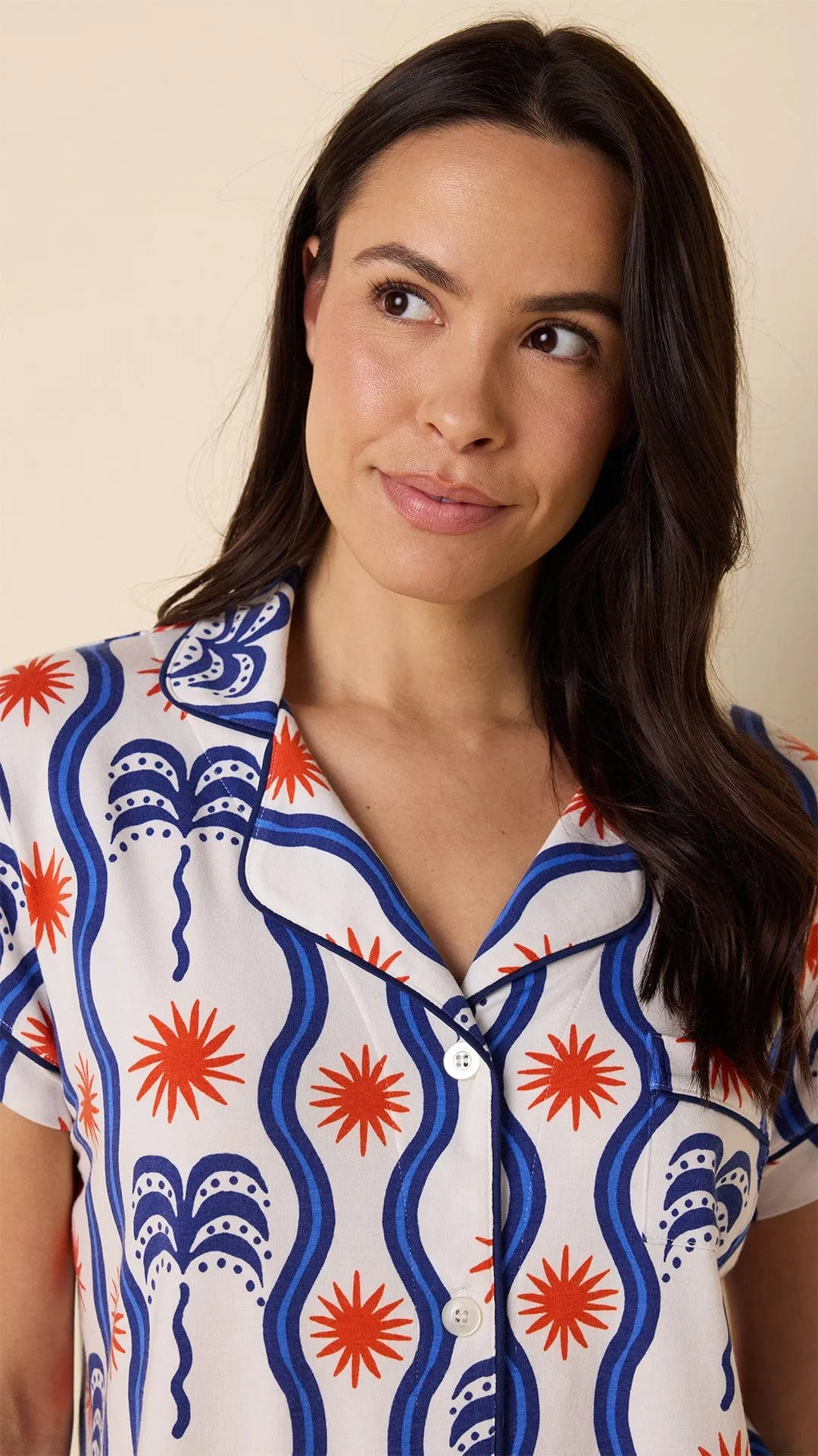 Red, White & Breeze Pima Knit Capri Set sold by the cat's pajamas product image thumbnail 2