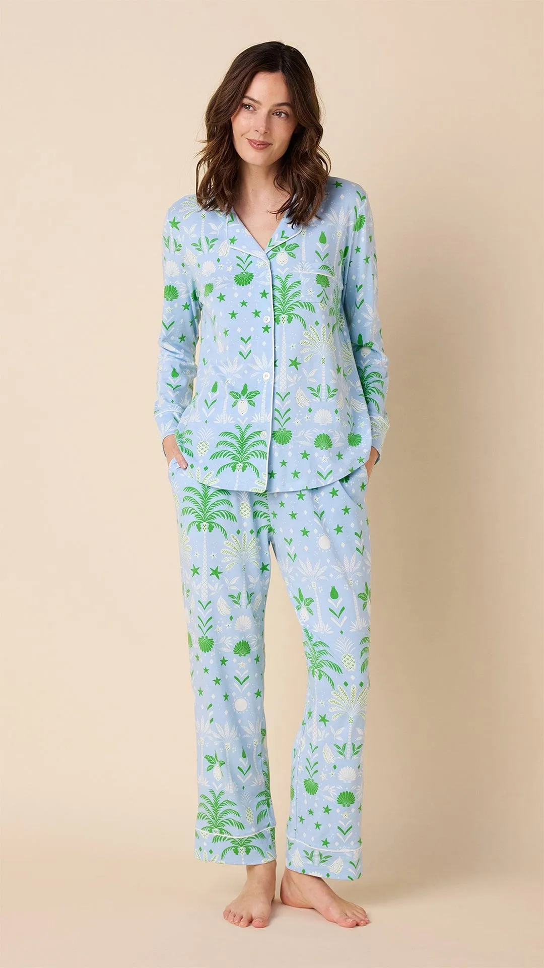 Tropicana Palm Pima Knit Pajama sold by the cat's pajamas