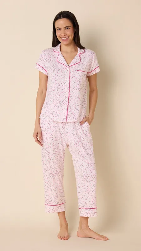Confetti Dot Pima Knit Capri Set - Orchid sold by the cat's pajamas