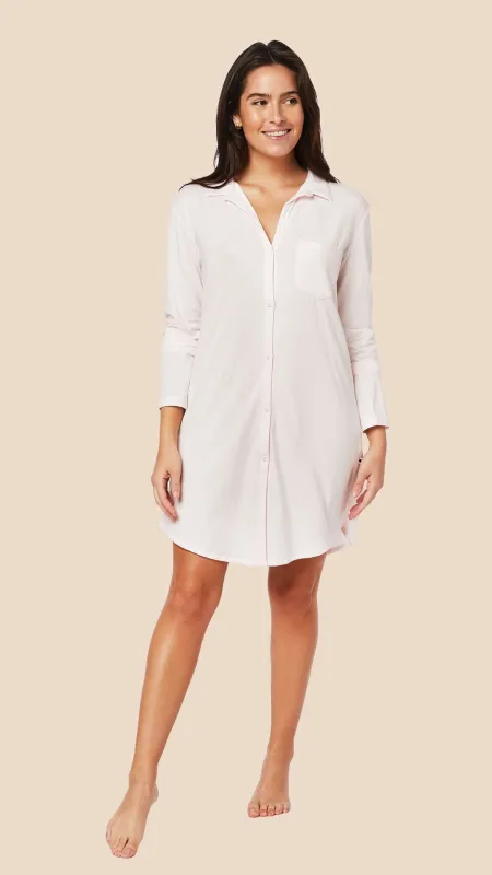 Classic Pima Knit Night Shirt - Powder Pink sold by the cat's pajamas