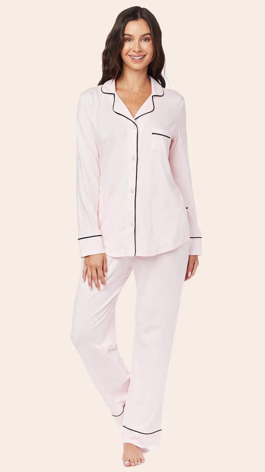 Classic Pima Knit Pajama - Powder Pink sold by the cat's pajamas