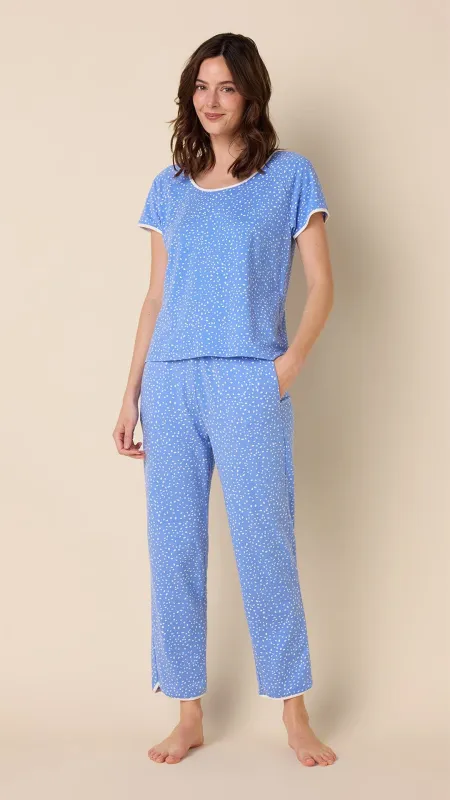 Confetti Dot Pima Knit Short-Sleeved Simple Set - Provence sold by the cat's pajamas