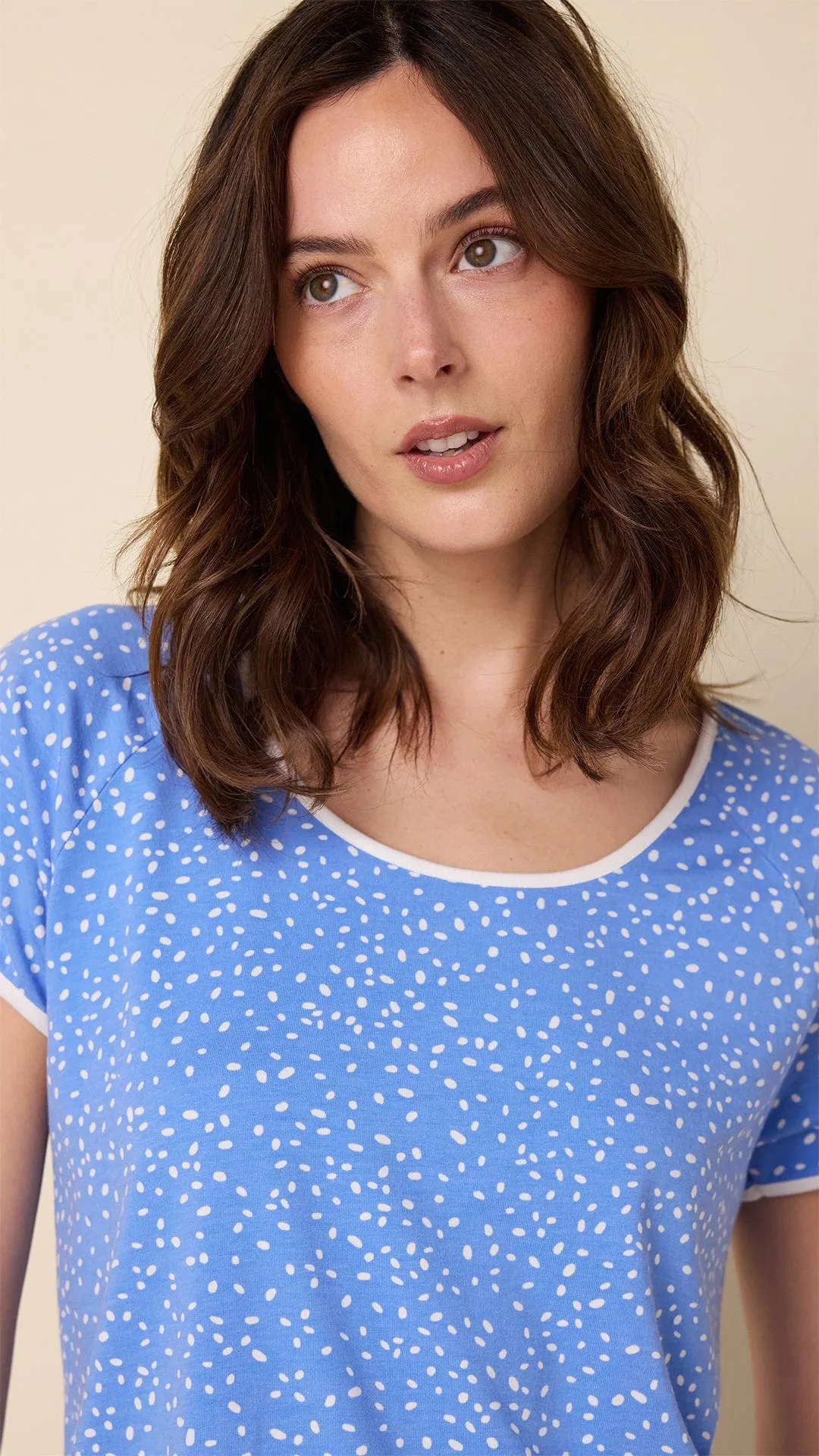 Confetti Dot Pima Knit Short-Sleeved Simple Set - Provence sold by the cat's pajamas product image thumbnail 2