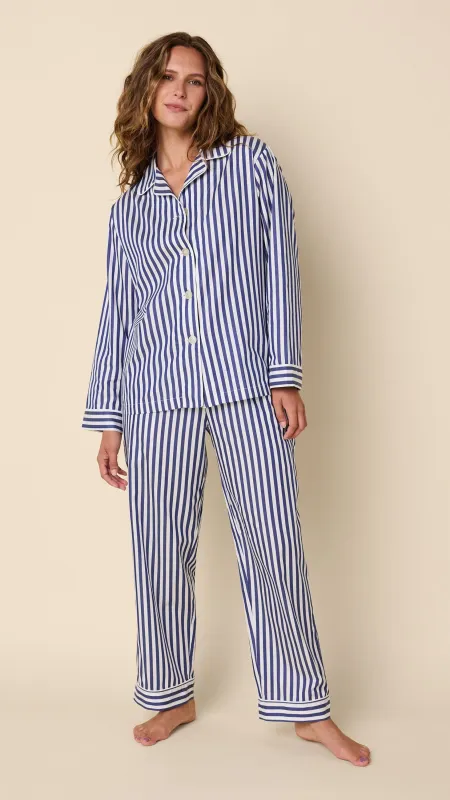 Classic Stripe Luxe Pima Pajama - Navy sold by the cat's pajamas