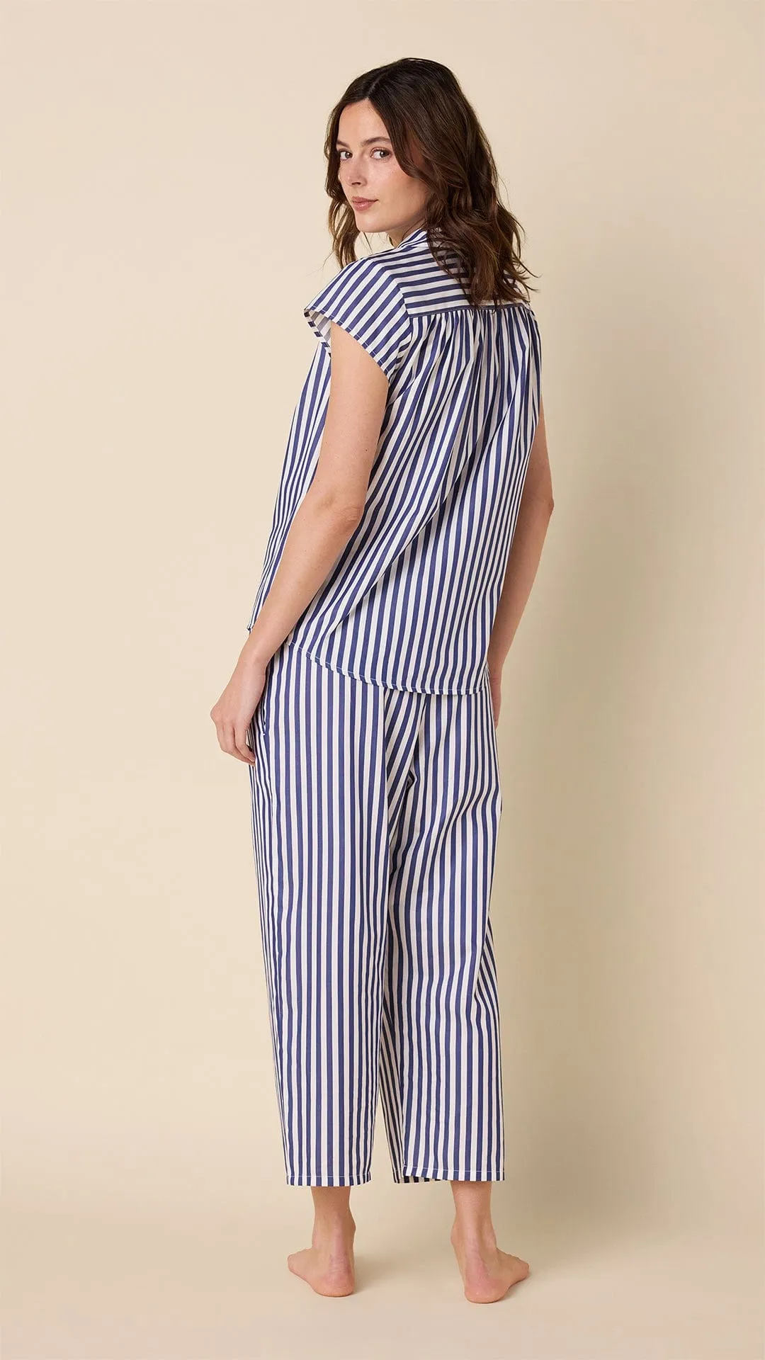 Classic Stripe Luxe Pima Capri - Navy sold by the cat's pajamas product image thumbnail 3