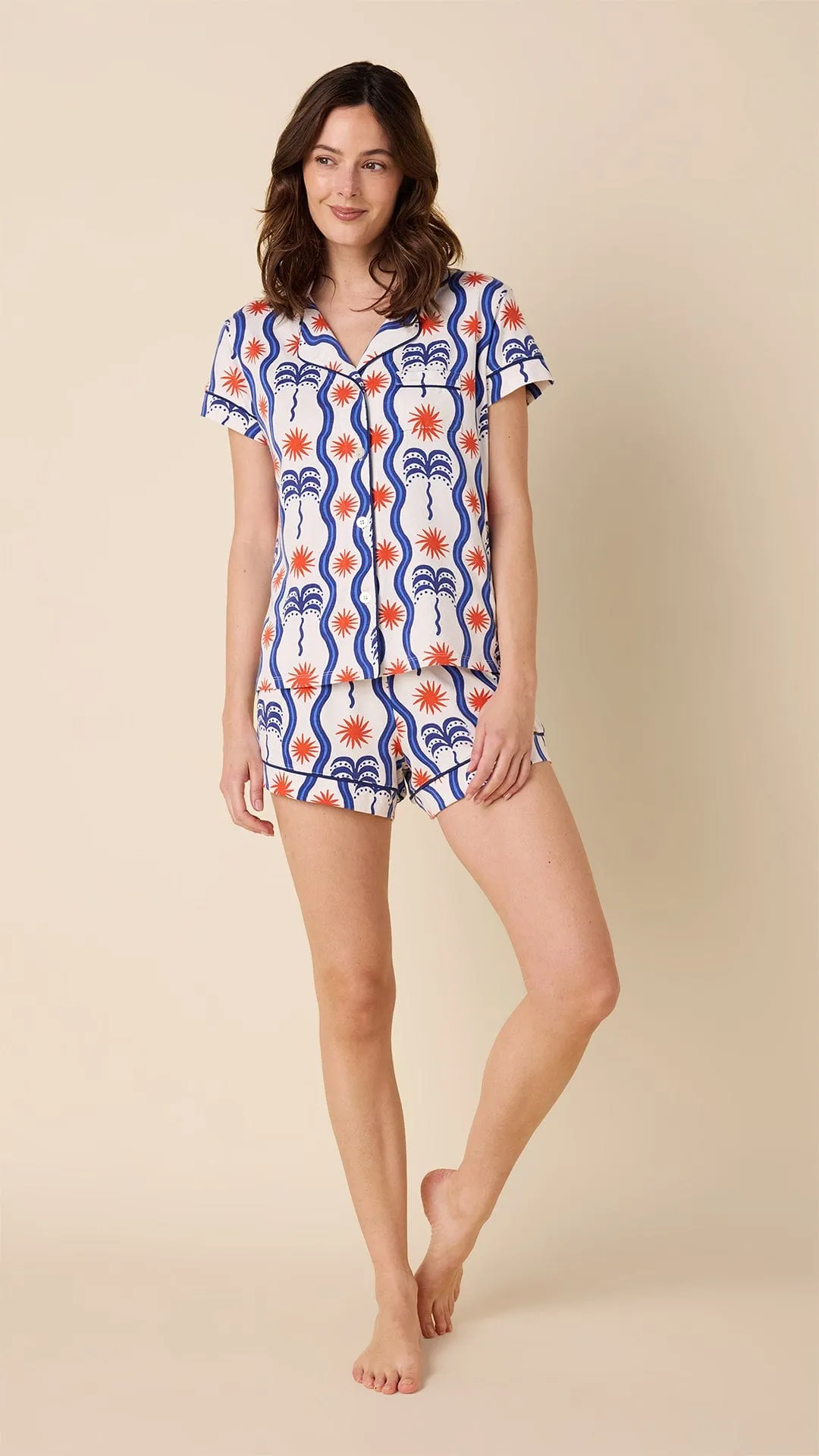 Red, White & Breeze Pima Knit Short Set sold by the cat's pajamas