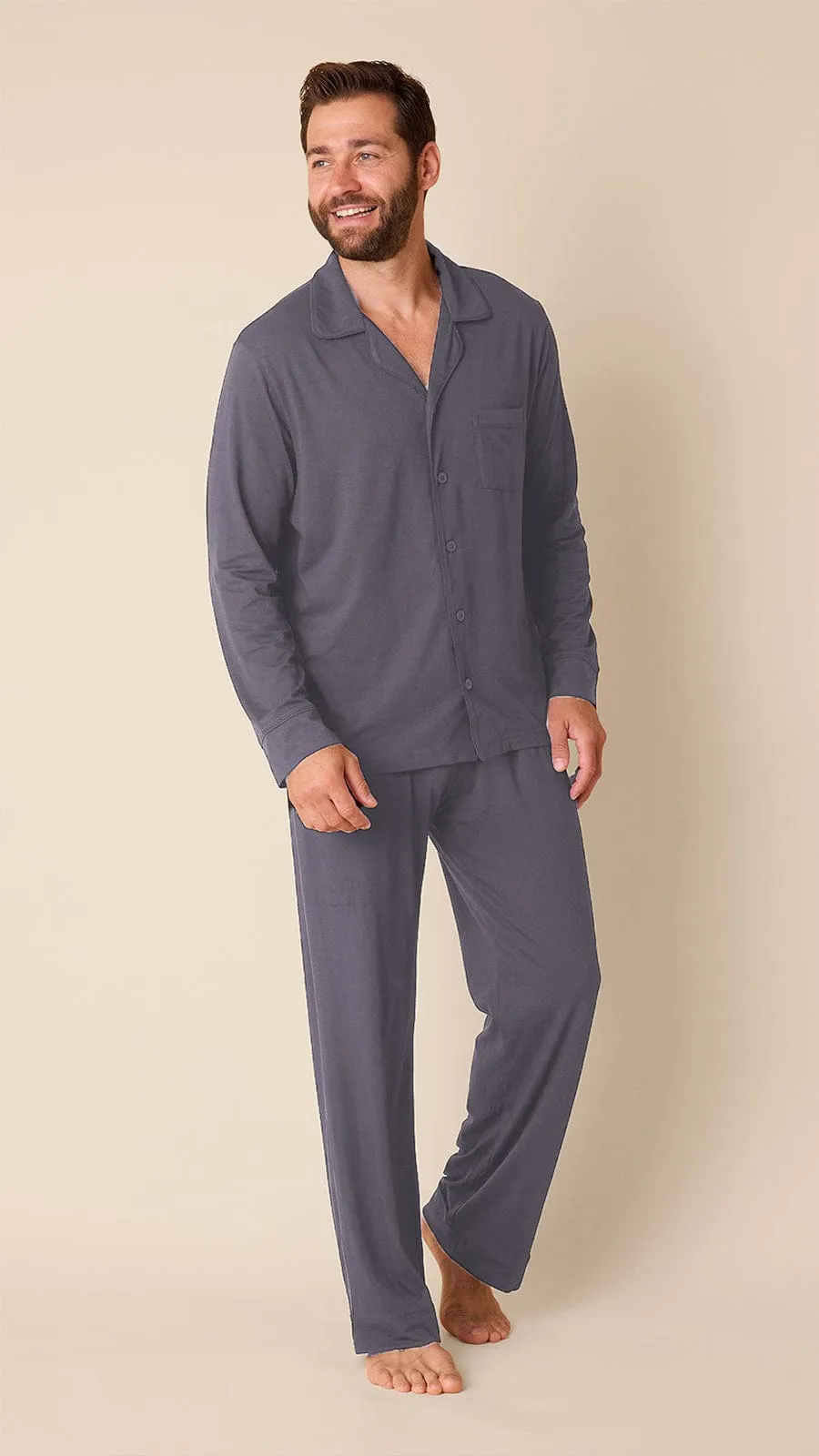 Classic Men's Pima Knit Pajama Set - Steel sold by the cat's pajamas