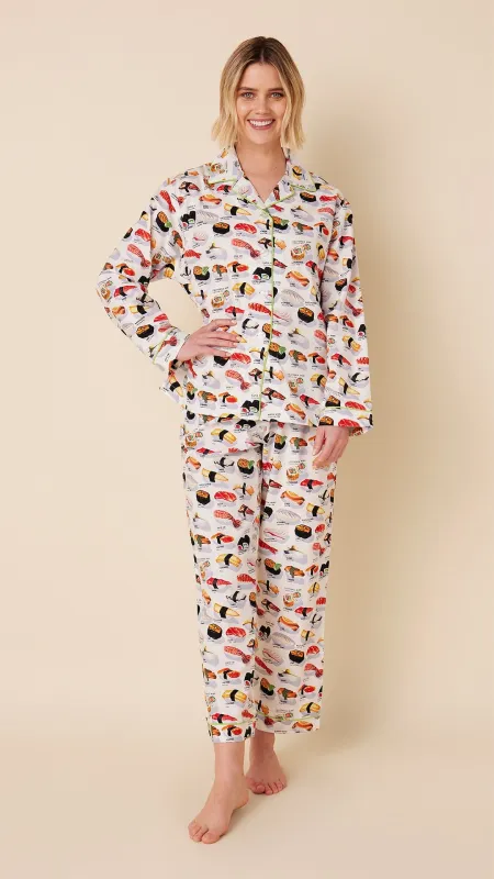 Sushi Poplin Pajama - White sold by the cat's pajamas