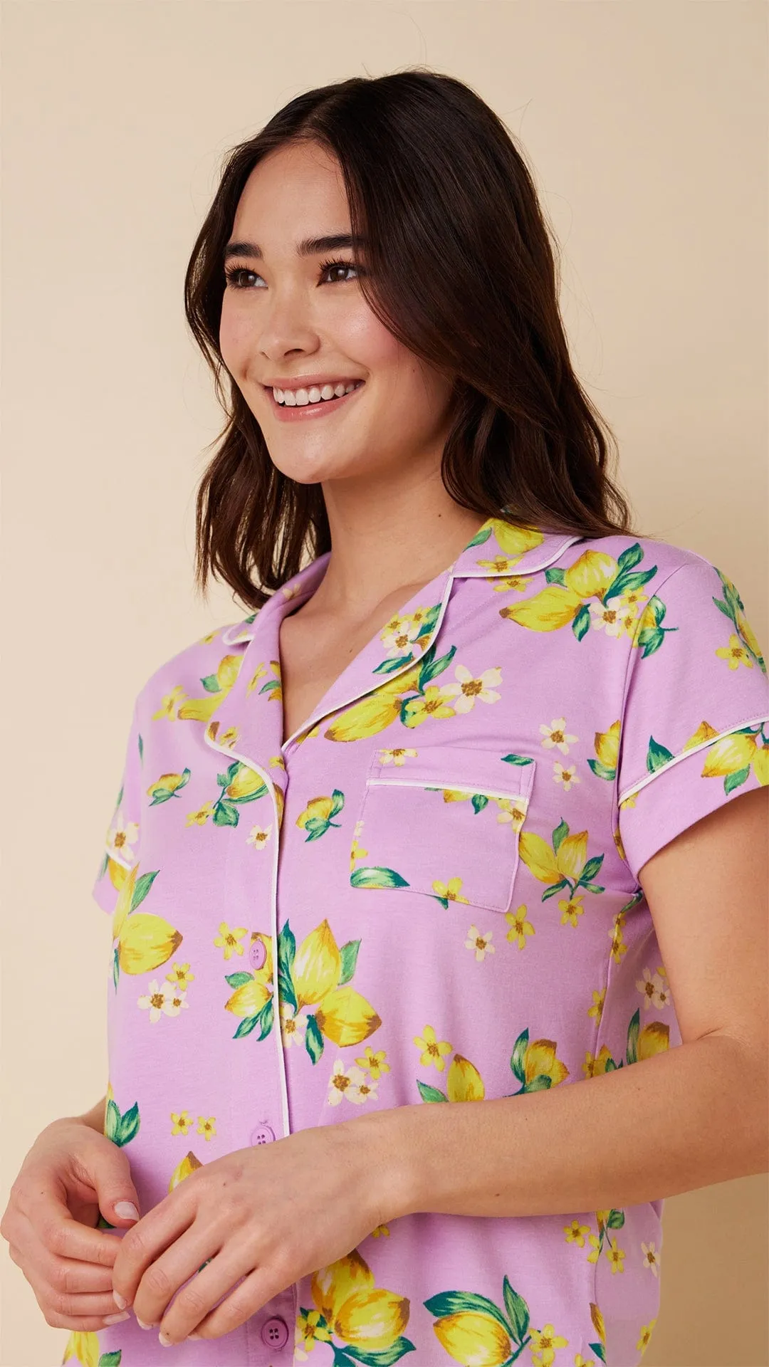 Lemon Blossom Pima Knit Capri sold by the cat's pajamas