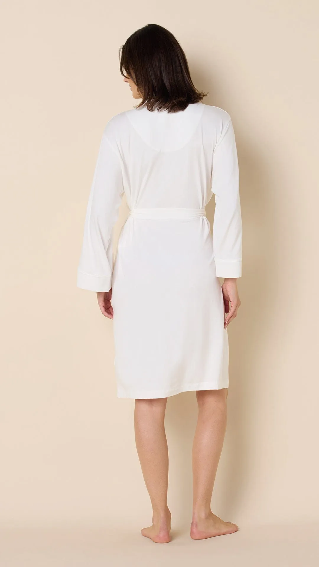 Classic Pima Knit Robe - White/White sold by the cat's pajamas product image thumbnail 3