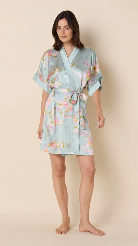 Moonlit Garden Silk Kimono Robe sold by the cat's pajamas
