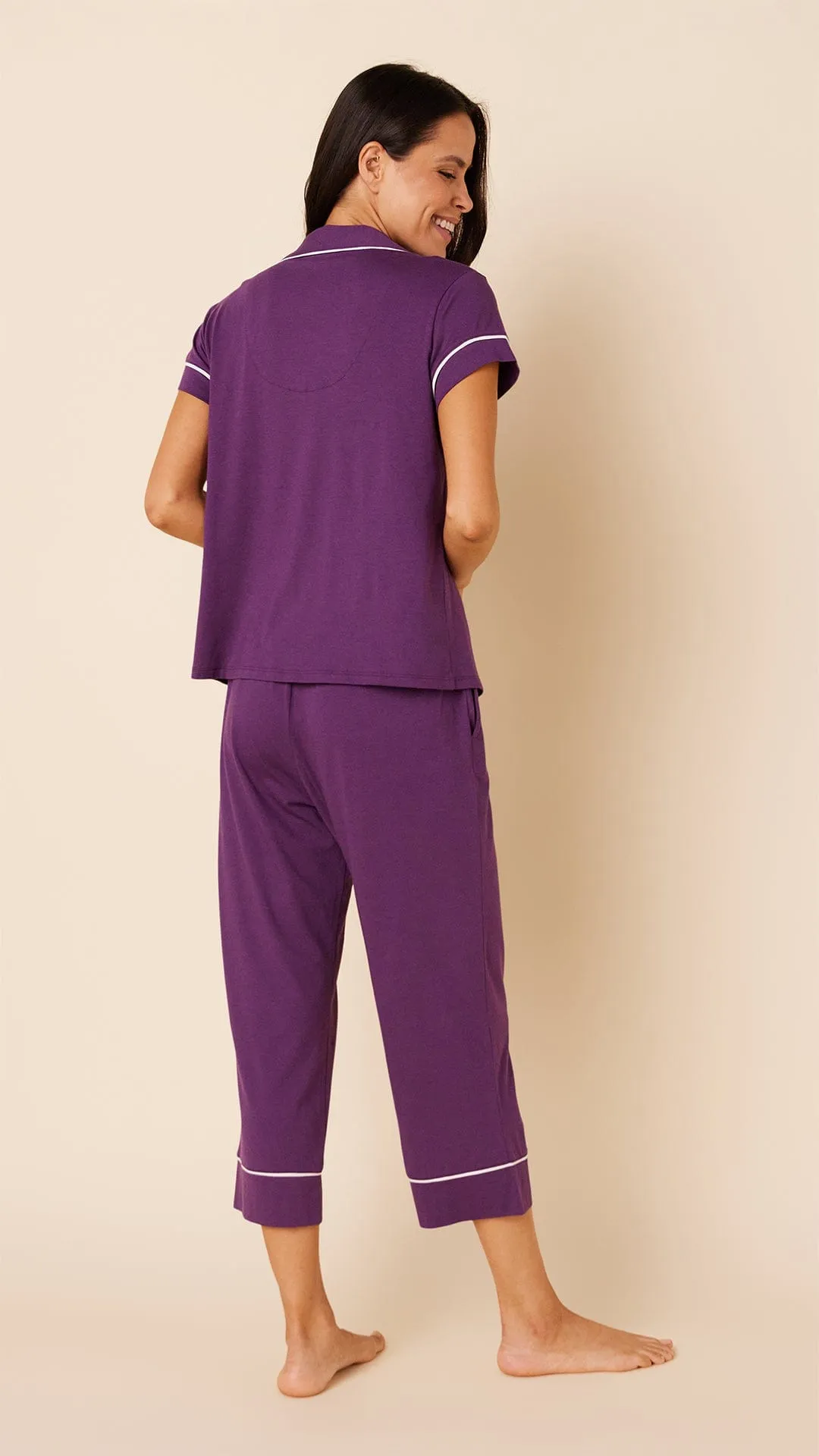 Classic Pima Knit Capri - Aubergine sold by the cat's pajamas product image thumbnail 3