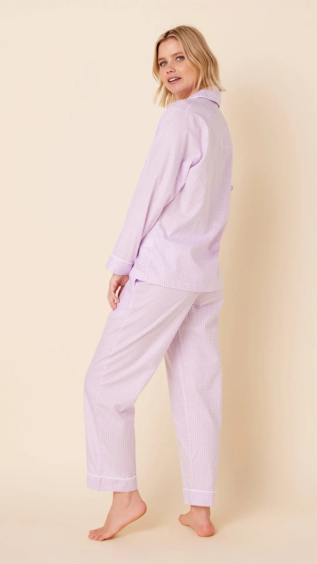 Classic Gingham Luxe Pima Pajama - Lavender sold by the cat's pajamas product image thumbnail 2