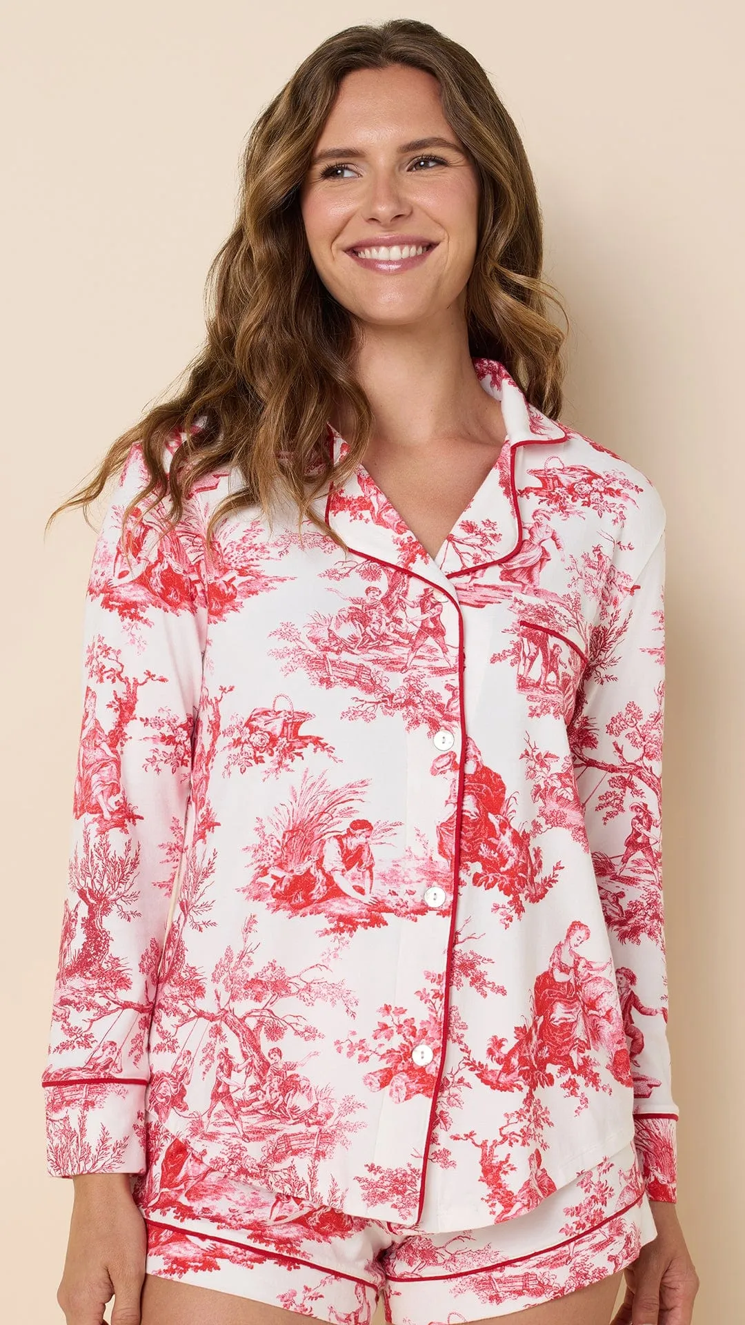 Idle Hours Pima Knit Long-Sleeved Short Set sold by the cat's pajamas product image thumbnail 2