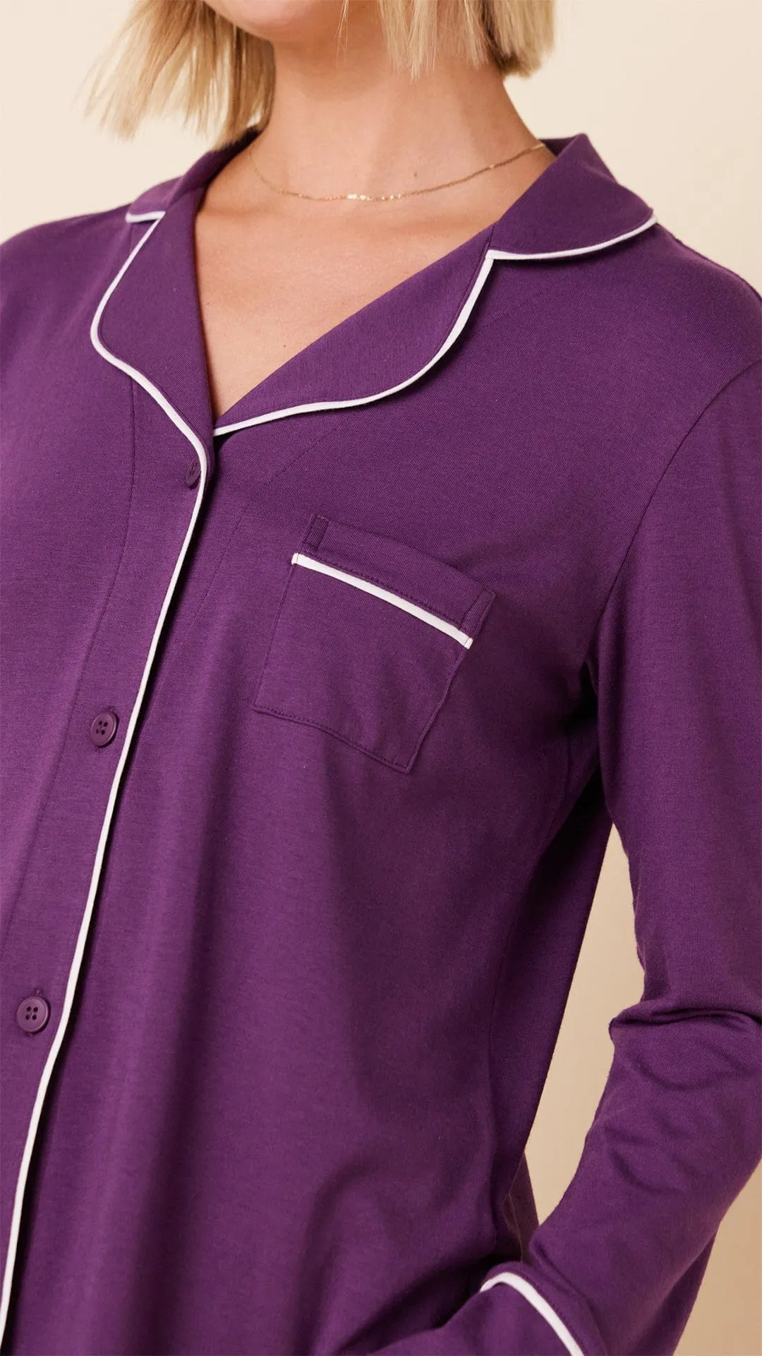 Classic Pima Knit Pajama - Aubergine sold by the cat's pajamas product image thumbnail 4