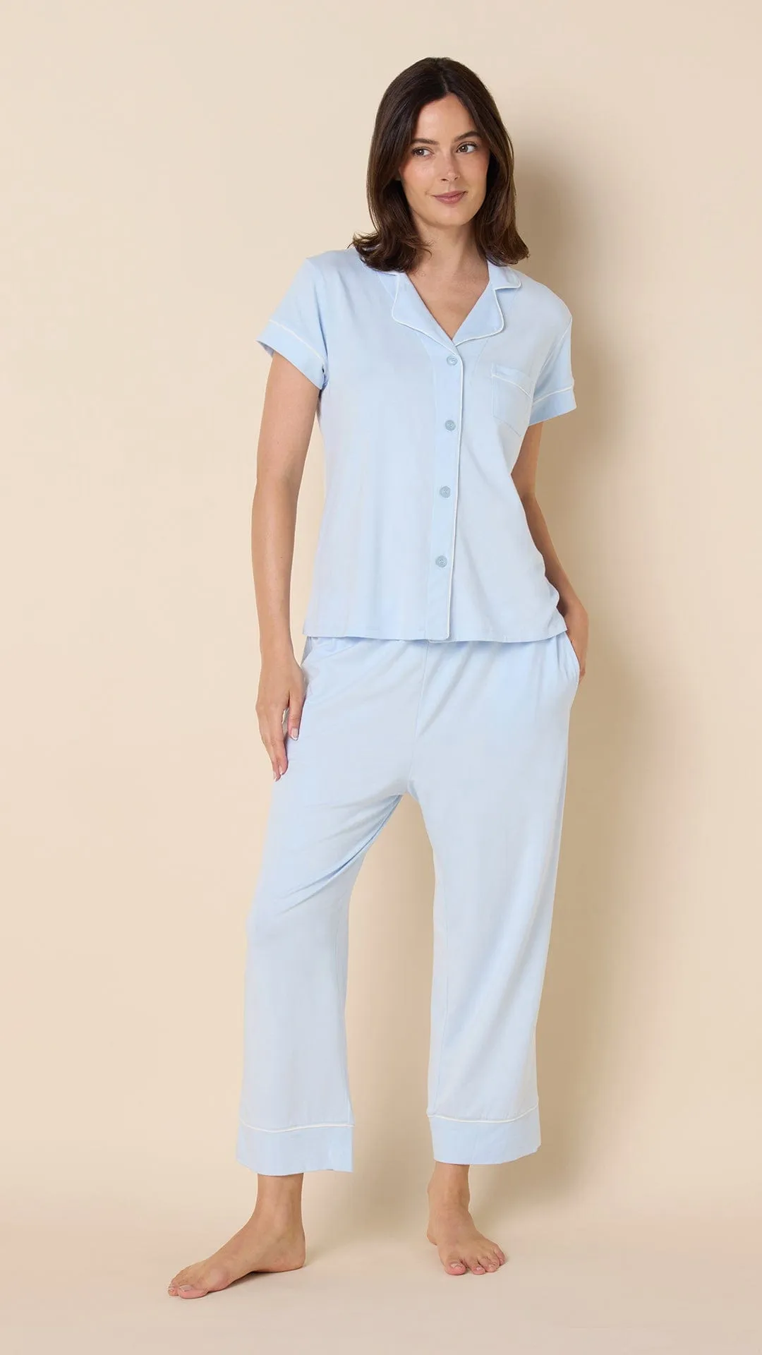 Classic Pima Knit Capri - Powder Blue sold by the cat's pajamas product image thumbnail 2