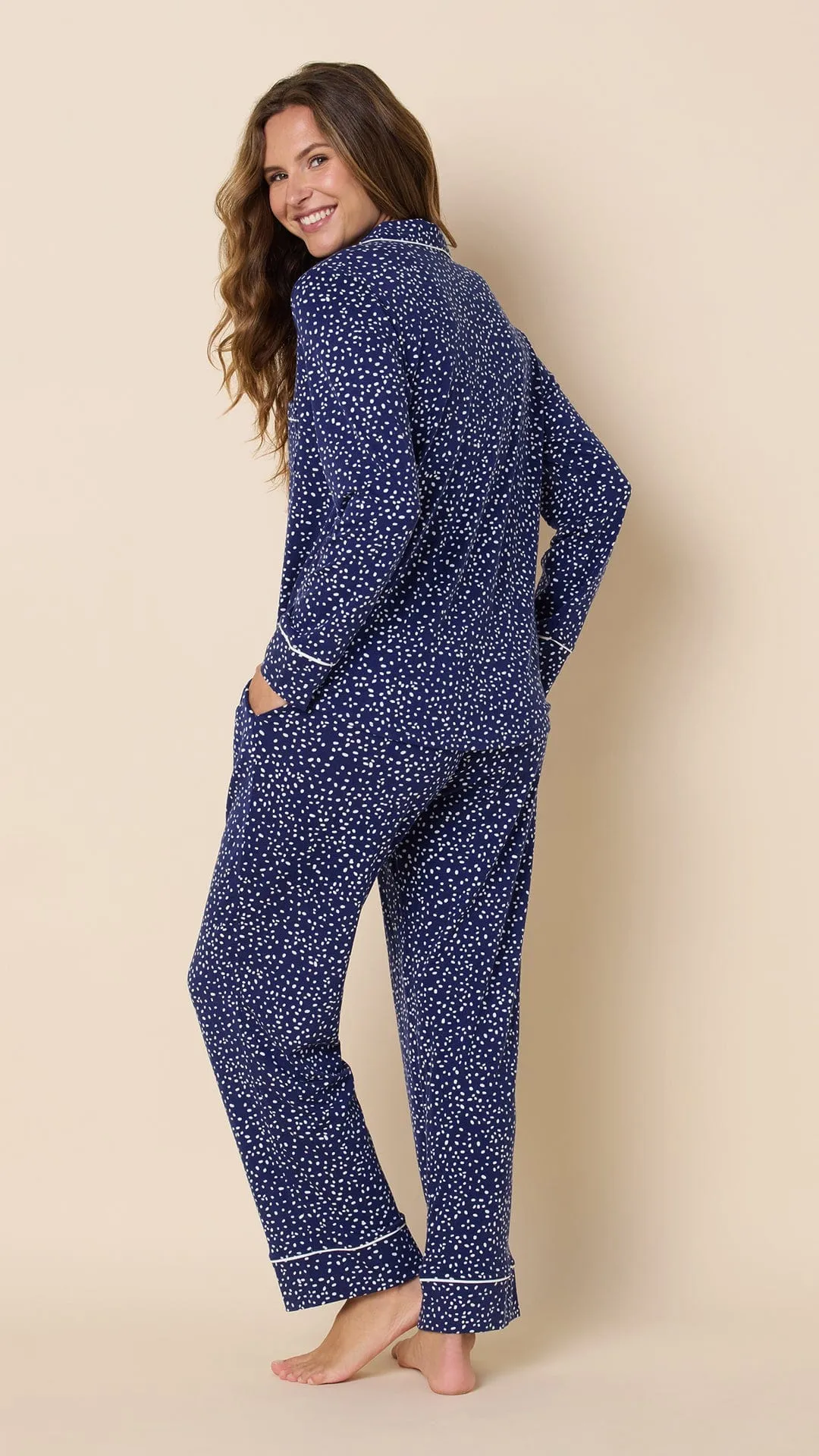 Confetti Dot Pima Knit Pajama - Navy sold by the cat's pajamas product image thumbnail 3