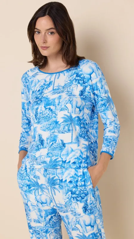 Palm Grove Toile Pima Knit Simple Set - Blue sold by the cat's pajamas