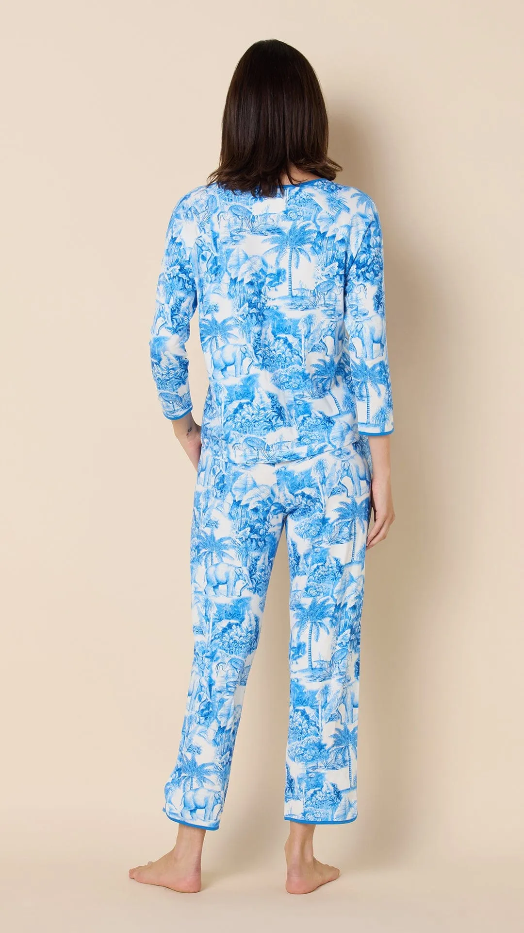 Palm Grove Toile Pima Knit Simple Set - Blue sold by the cat's pajamas product image thumbnail 3