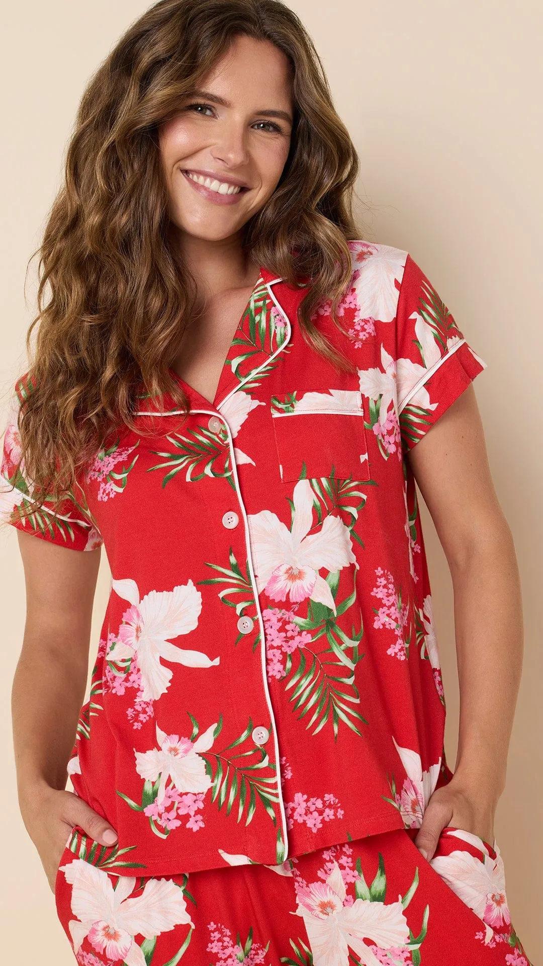 Flora Festiva Pima Knit Capri Set sold by the cat's pajamas