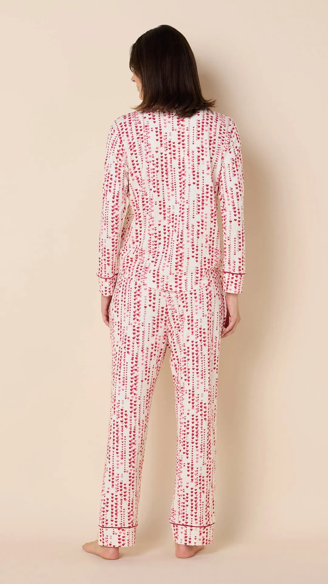 Dreamy Hearts Pima Knit Long-Sleeved Pajama - White sold by the cat's pajamas product image thumbnail 3