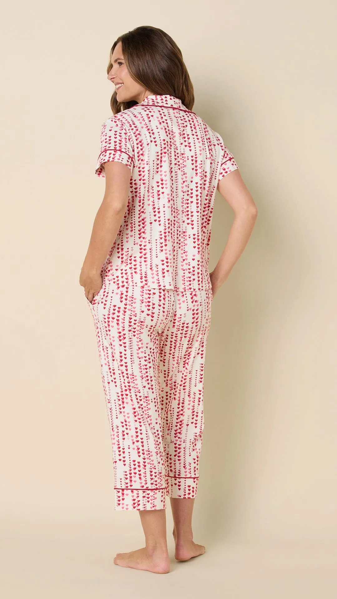 Dreamy Hearts Pima Knit Capri Set - White sold by the cat's pajamas product image thumbnail 3