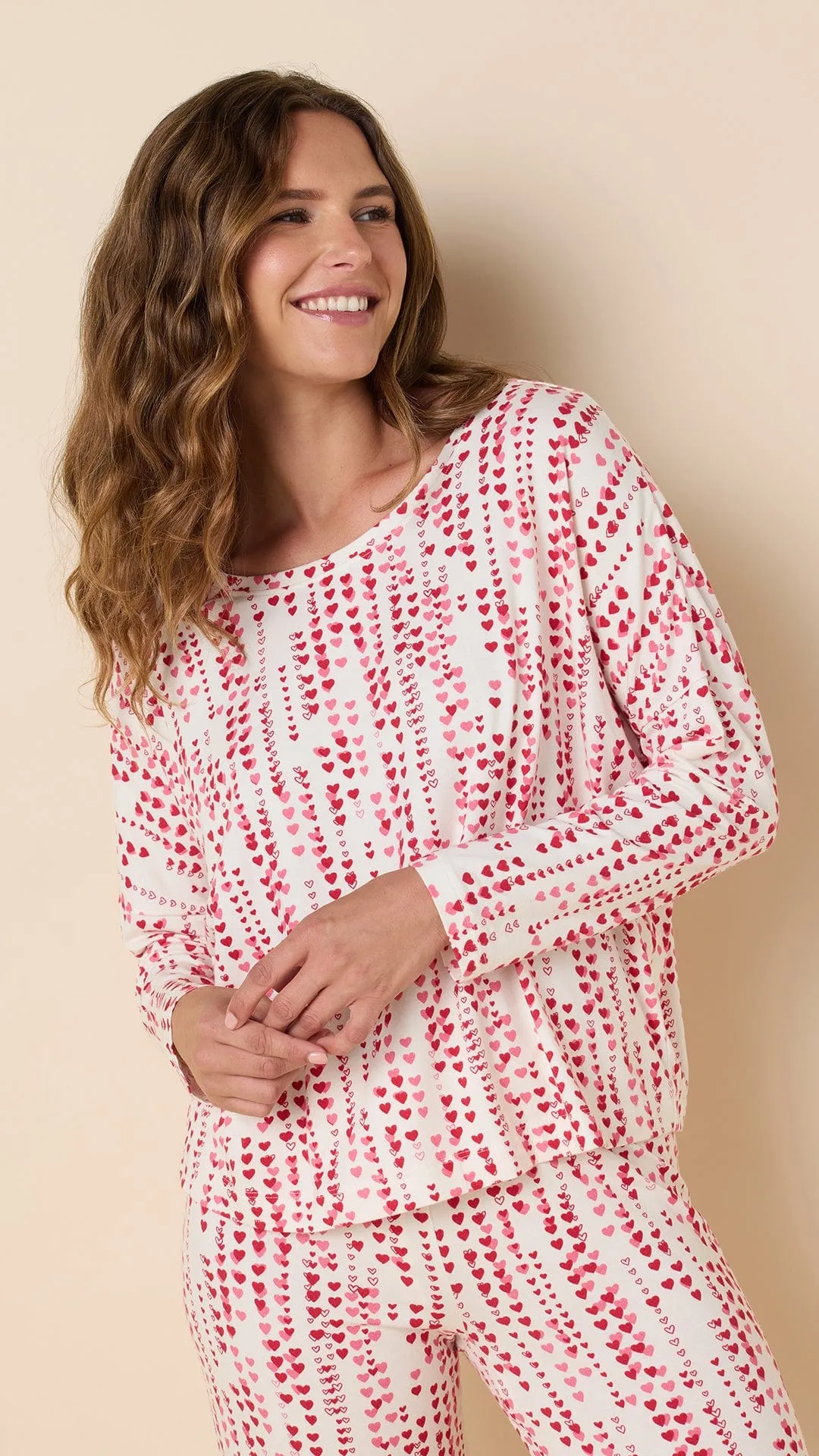 Dreamy Hearts Pima Knit Pullover Set - White sold by the cat's pajamas product image thumbnail 2