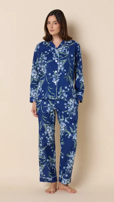 Garden Posy Luxe Pima Pajama - Navy sold by the cat's pajamas