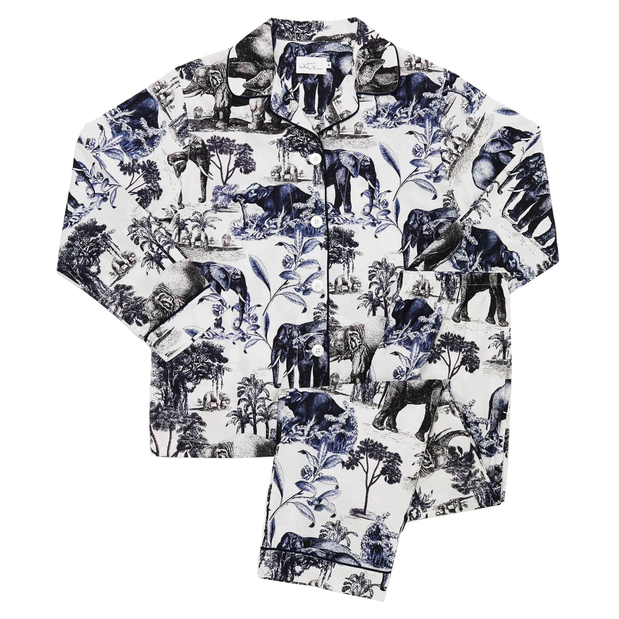 Safari Toile Luxe Pima Cotton Pajama - Blue sold by the cat's pajamas product image thumbnail 3