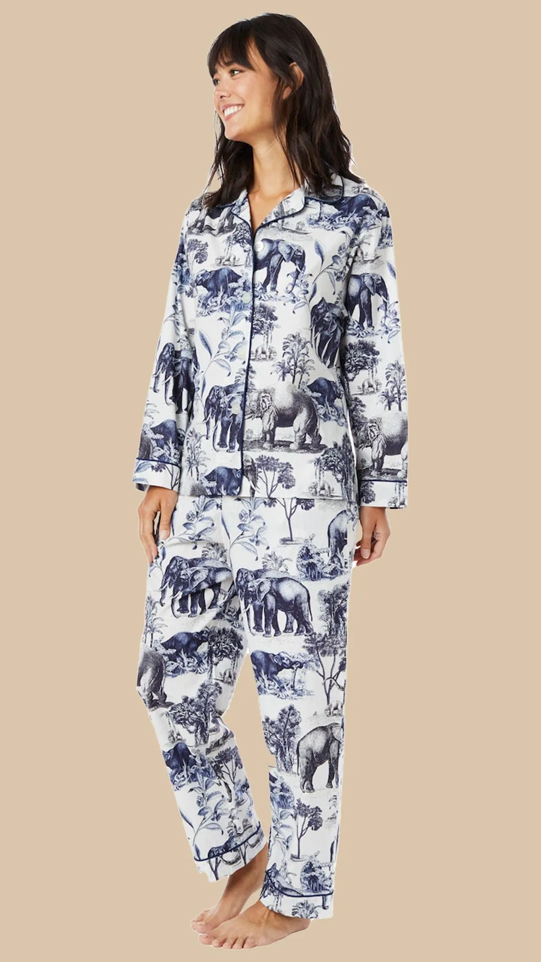 Safari Toile Luxe Pima Cotton Pajama - Blue sold by the cat's pajamas product image thumbnail 2