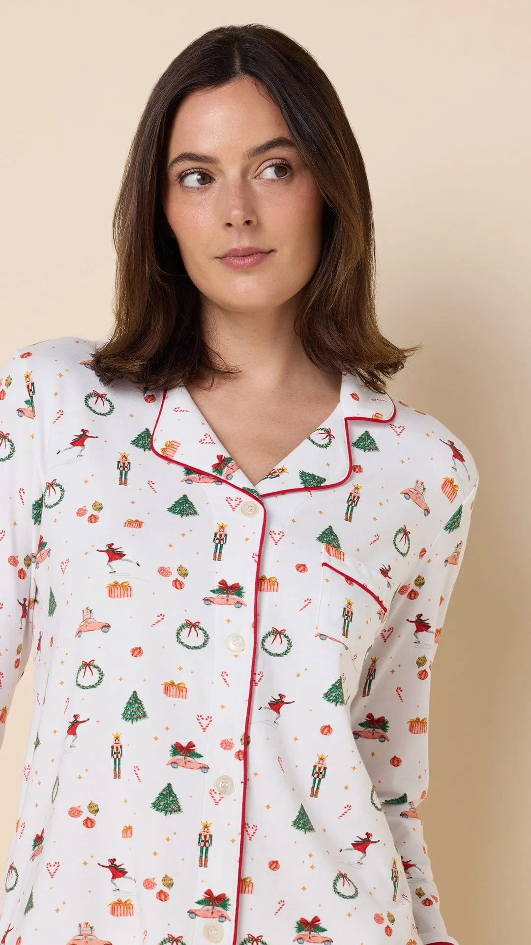 A Vintage Christmas Pima Knit Long-Sleeved Pajama sold by the cat's pajamas