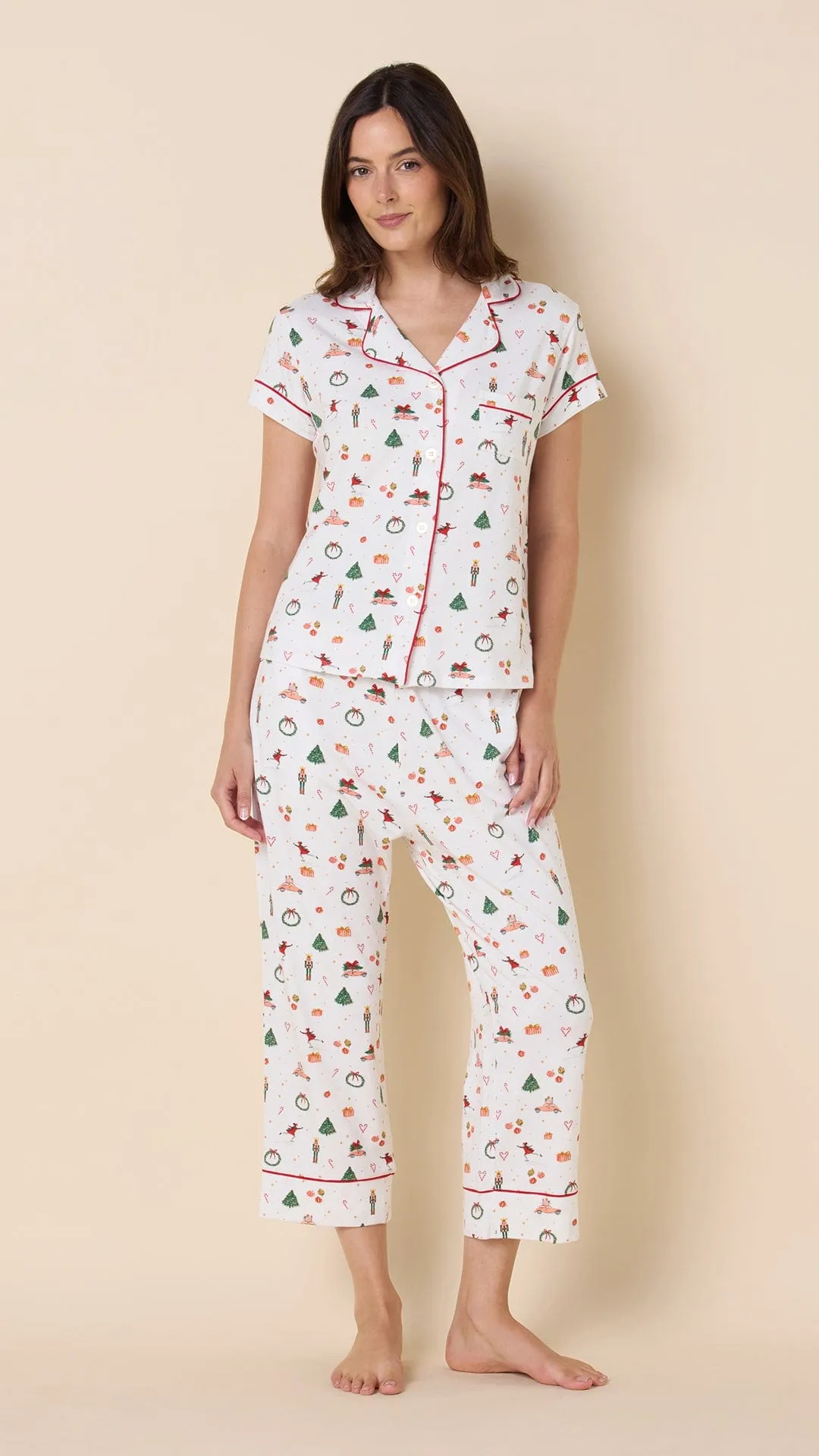 A Very Vintage Christmas Pima Knit Capri Set sold by the cat's pajamas product image thumbnail 2