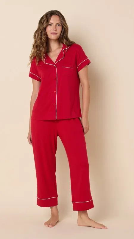 Classic Pima Knit Capri Set - Red sold by the cat's pajamas