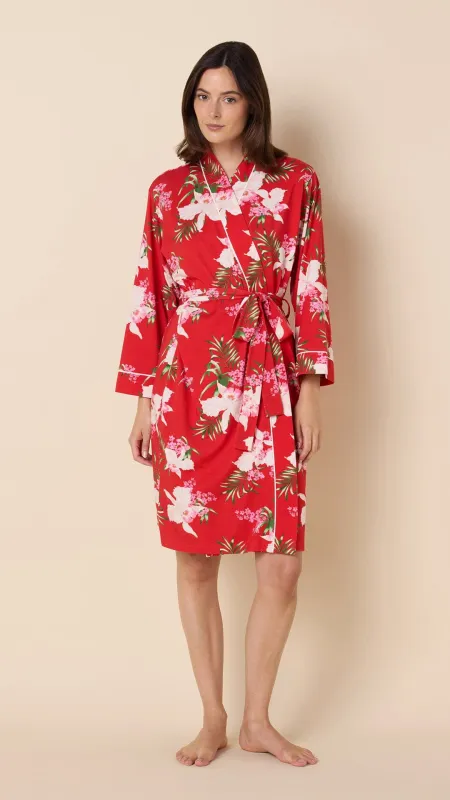 Flora Festiva Pima Knit Kimono Robe sold by the cat's pajamas