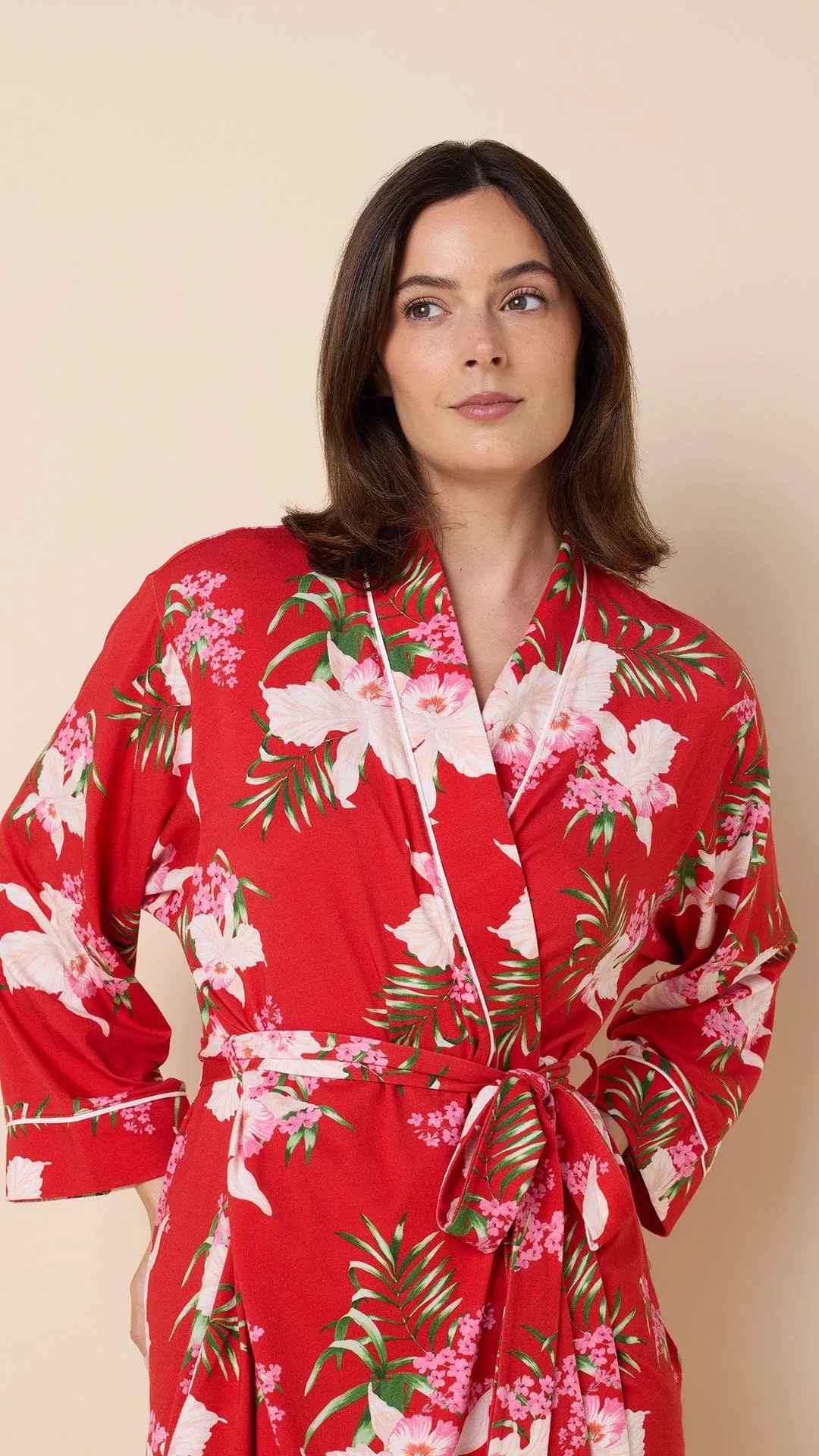 Flora Festiva Pima Knit Kimono Robe sold by the cat's pajamas product image thumbnail 2