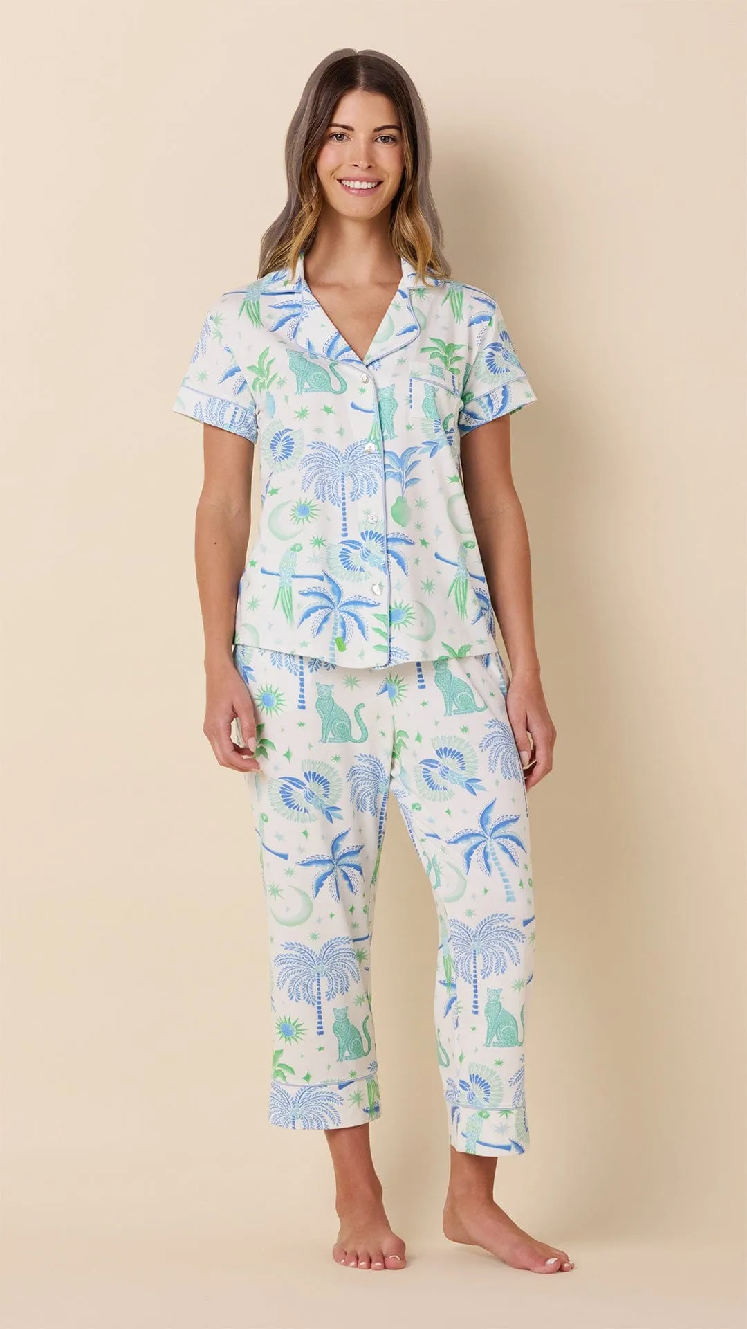 Toucan Terrace Pima Knit Capri Set sold by the cat's pajamas
